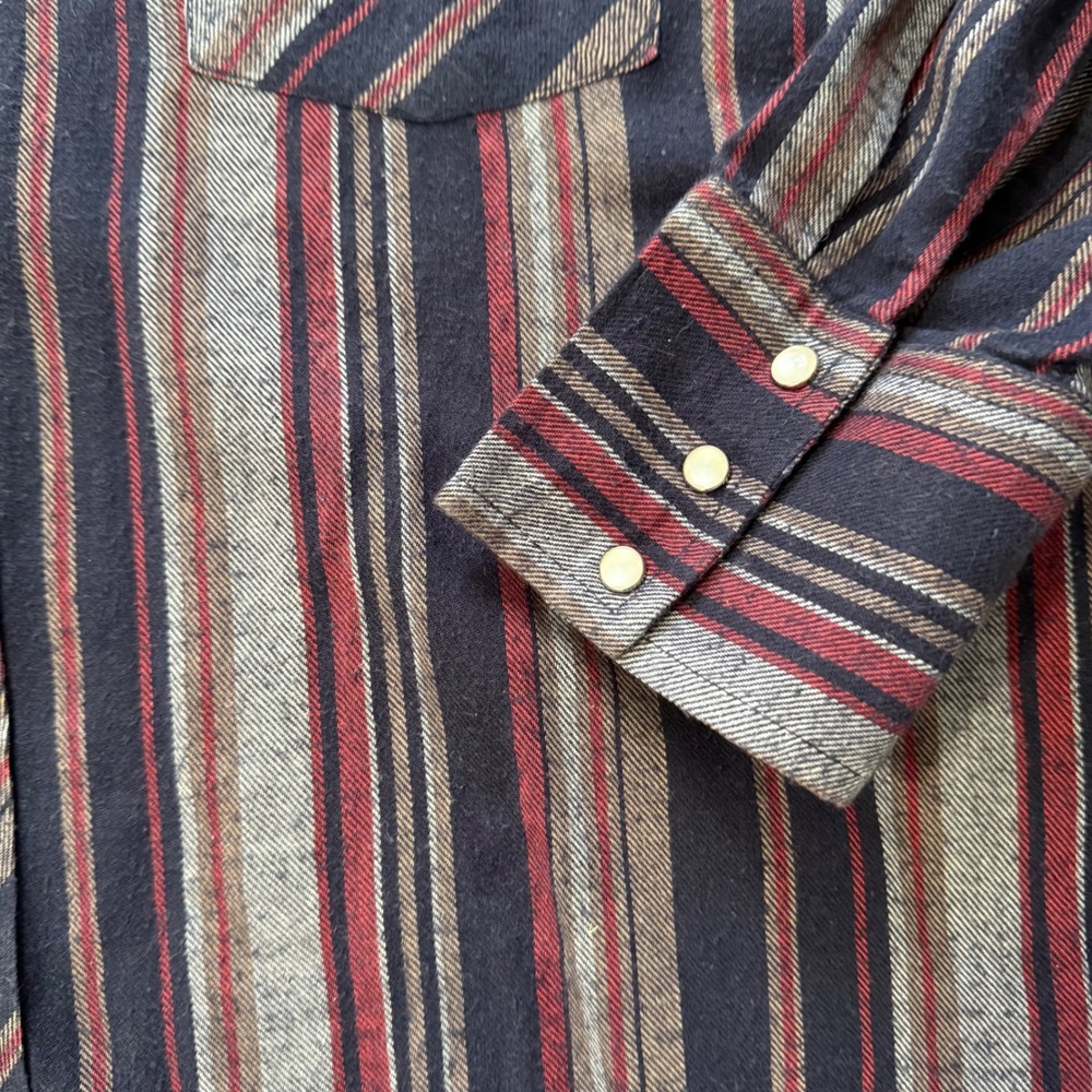 Wrangler Western‎ Shirt Mens XL Multicolor Striped Pearl Snap Cotton Vintage - Picture 9 of 10